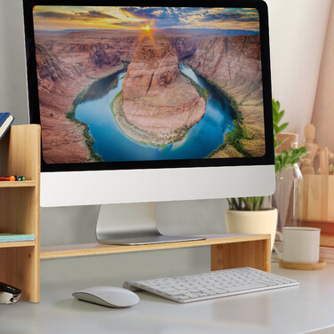 Relaxdays Bambus Monitorständer mit Fächern
