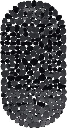 Relaxdays rutschfeste Badewannenmatte Steinoptik, waschbar, 36x68 cm, mit Saugnäpfen, Schwarz