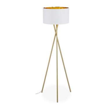 Relaxdays Dreibein Stehlampe in Weiß & Gold