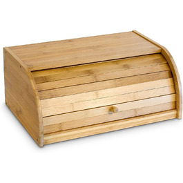Relaxdays Brotkasten Bambus HBT: 16,5 x 40 x 27,5 cm Rollbrotkasten für aromadichte Brot Aufbewahrung Brotkiste mit Rolldecke