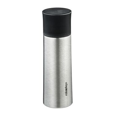 Relaxdays Trinkflasche Edelstahl 400 ml mit Becher