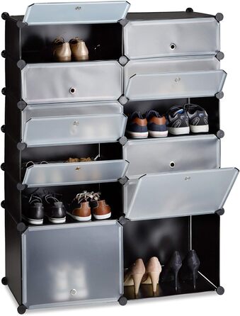 Relaxdays Schuhregal, DIY Regalsystem, 12 Fächer, XXL Steckregal