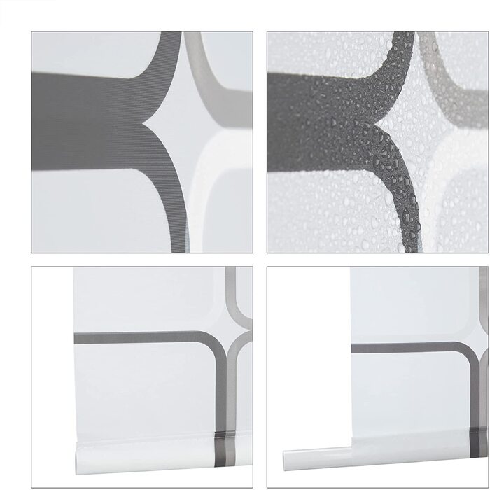 Relaxdays Duschrollo Square, wasserabweisend, Retro Badrollo Wanne u. Dusche, Deckenmontage, 80x240 cm, semitransparent
