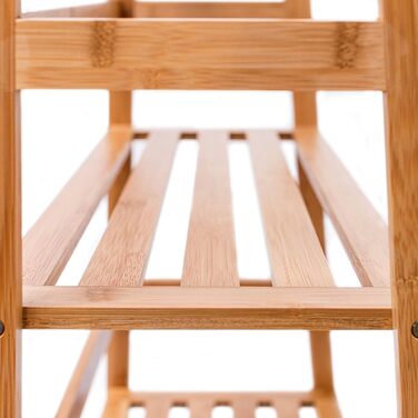 Relaxdays Bücherregal aus Bambus mit 4 Ablagen HxBxT: ca. 120 x 57 x 31 cm Regal für Bücher in Leiterform Standregal mit Durschubsicherung als Bücherschrank und Büroregal Aktenregal aus Holz, natur Single