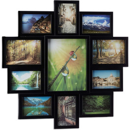 Relaxdays Bilderrahmen Collage, Bildergalerie für  Fotos, Fotorahmen zum Aufhängen, für mehrere Fotos,  0 x 5 cm (Schwarz, 1)