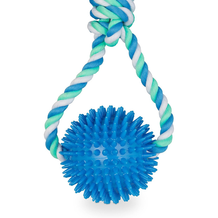 Relaxdays Hundespielzeug Ball, 3er Set, Ø 8,5 cm, Zahnpflege, blau (max. 50 Zeichen)