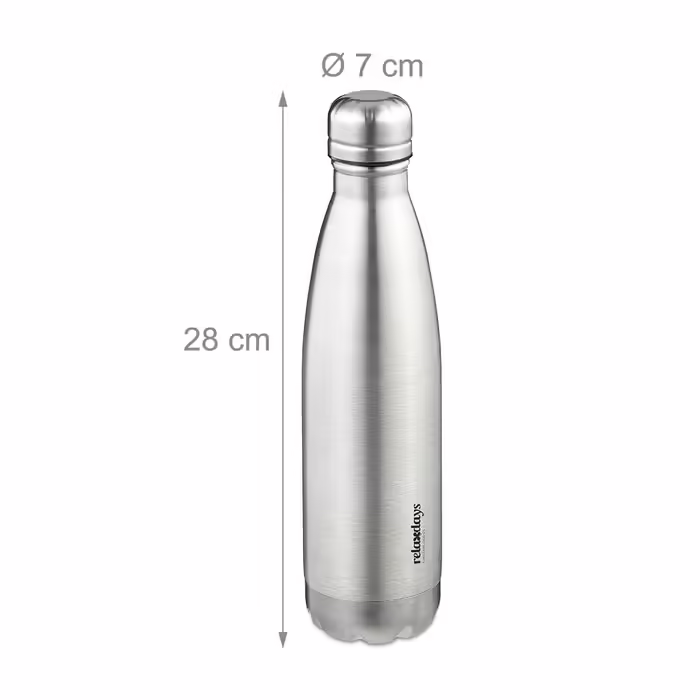 Relaxdays Trinkflasche Edelstahl 500 ml