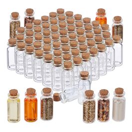 Relaxdays Mini Glasflaschen mit Korken 72er Set