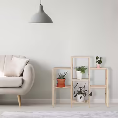 Relaxdays Pflanzenregal Holz, stabil, rustikal, rostfrei, 86x95x29 cm, natur