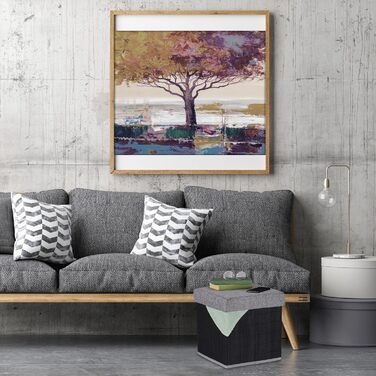 Relaxdays faltbarer Sitzhocker mit Stauraum, gepolstert, Bambus, 36x35x35 cm, Schwarz/Grau