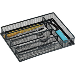 Relaxdays Besteckkasten, 5x23,5x32 cm, 5 Fächer, Metall, anthrazit