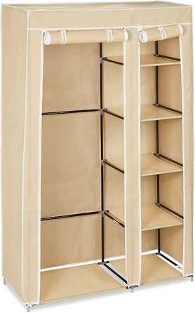 Relaxdays Stoffschrank, mit Kleiderstange & 5 Fächern, HBT: 174 x 107 x 42,5 cm, stabiler Faltschrank mit Bezug, (Beige, Single)