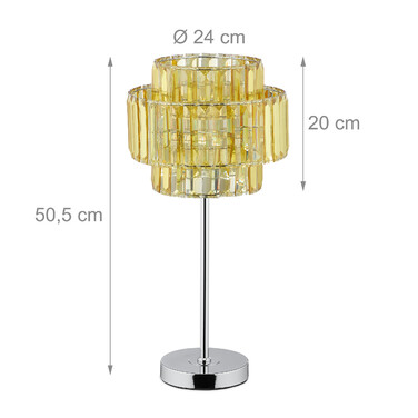 Relaxdays Nachttischlampe Kristall gold