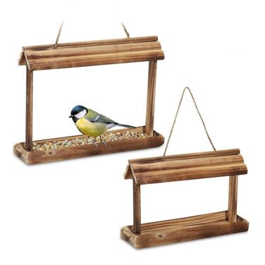 Relaxdays 2x Vogelfutterhaus aus Holz