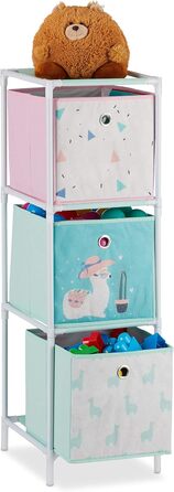 Relaxdays Kinderregal, Lama-Design, für Jungen & Mädchen, HBT 62x53x30 cm, bunt, 3 Boxen