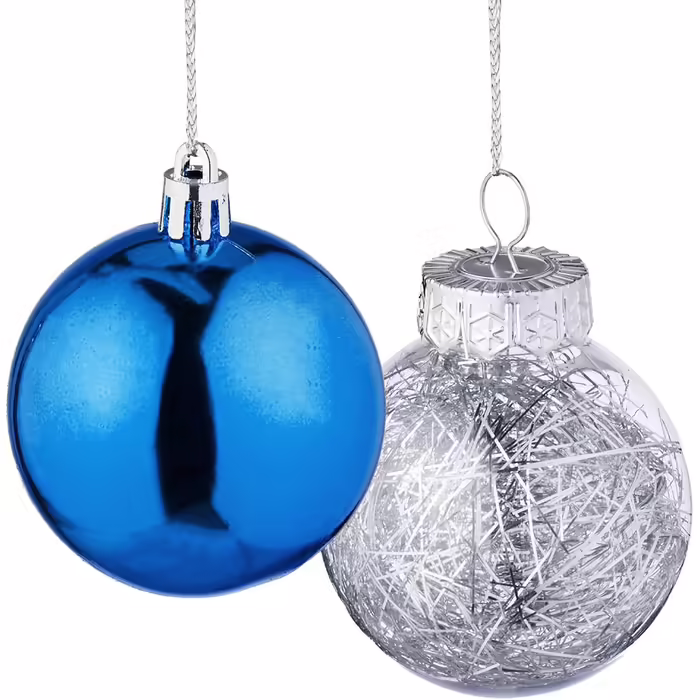 Relaxdays Weihnachtskugeln 101er Set, Kunststoff, Baumdeko mit Kugeln & Spitze, rosa/weiß (Blau)
