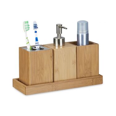 Relaxdays Bad-Accessoires-Set Bambus