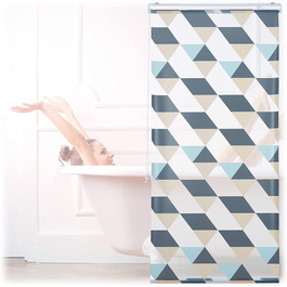 Relaxdays Duschrollo,  Dreieck Muster, Seilzug, Flexible Montage, Duschvorhang für Badewanne & Fenster, bunt (80x240 cm)