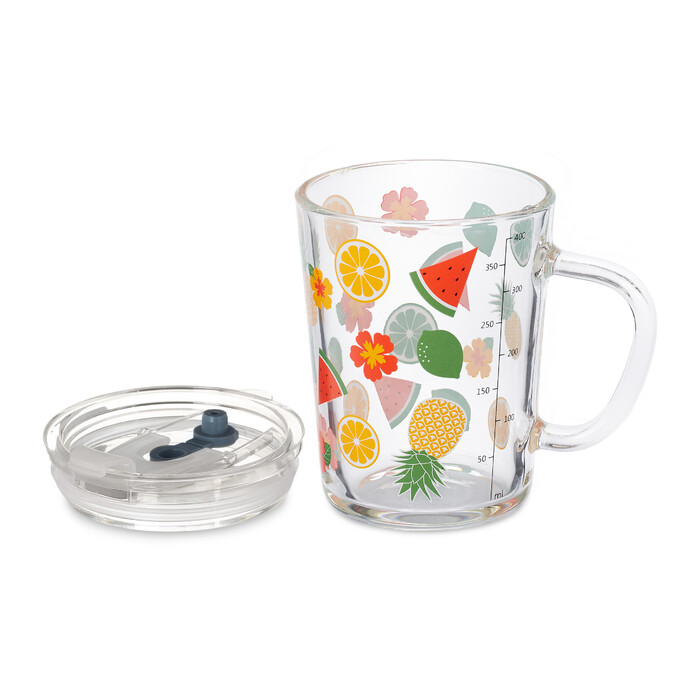 Relaxdays 2er Set Kindergläser mit Früchte-Motiv