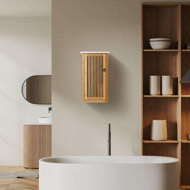 Relaxdays Badezimmerschrank Bambus hängend