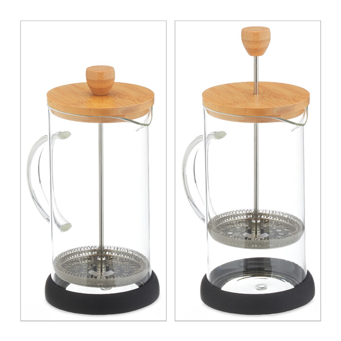 Relaxdays Kaffeebereiter mit Bambusdeckel