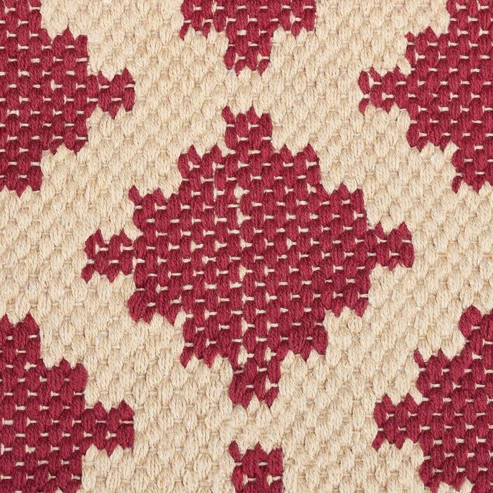 Relaxdays Teppich, Baumwolle, 80x200 cm, rutschfest, handgewebt, Rauten Muster, Teppichläufer, Flur, Küche, (Beige/Rot)