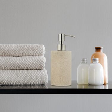 Relaxdays Seifenspender, 180ml, nachfüllbar, Bad/WC/Küche, Flüssigseifenspender, Polyresin, Edelstahlpumpe
