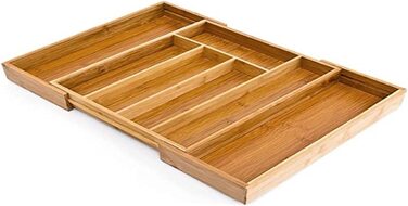 Relaxdays Besteckkasten Bambus, ausziehbarer Besteckeinsatz als Küchenorganizer, Schubladeneinsatz 33,5x29-48x5 cm, natur (Bundle mit Besteckkasten,5 x 25,5 x 35,5 cm)